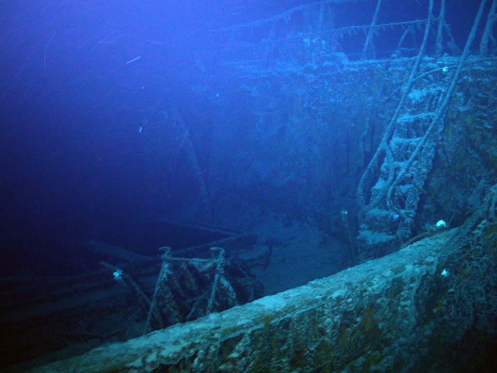 Ladder leading to the forecastle deck of the SS Gairsoppa © Odyssey Marine Exploration